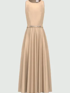 Abito elegante smanicato in raso - BEIGE