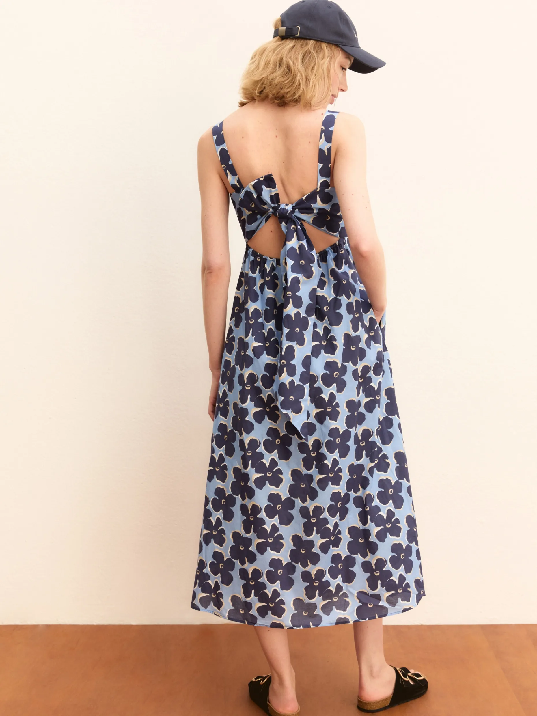 Abito midi in mussola - AZZURRO INTENSO