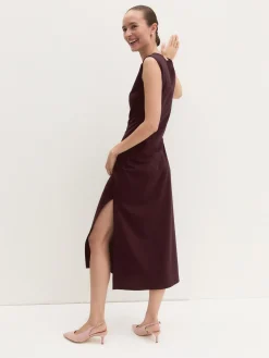 Abito midi smanicato - ROSSO VINO