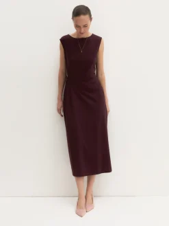 Abito midi smanicato - ROSSO VINO