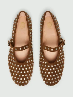 Ballerina Mary Jane con cristalli - TESTA MORO