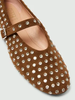Ballerina Mary Jane con cristalli - TESTA MORO