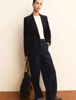Blazer monopetto in jersey - BLU