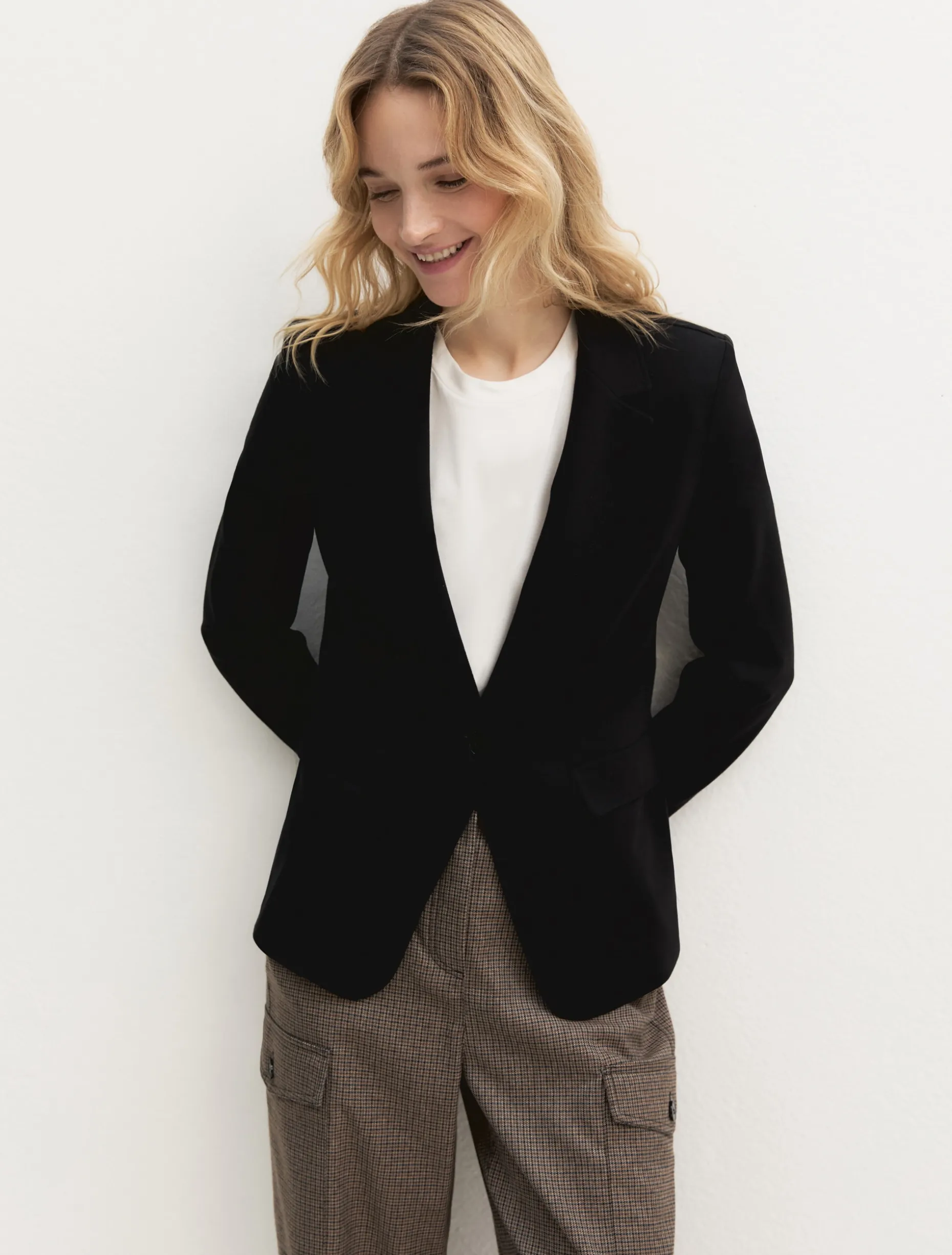 Blazer semi aderente in jersey - NERO