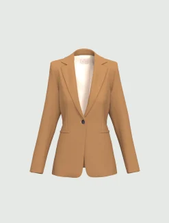 Blazer semiaderente in twill stretch - CAMMELLO