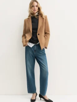 Blazer semiaderente in twill stretch - CAMMELLO
