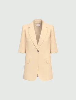Blazer a manica corta in lino - BEIGE