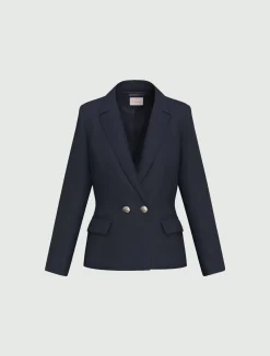 Blazer doppiopetto in faille stretch - BLU