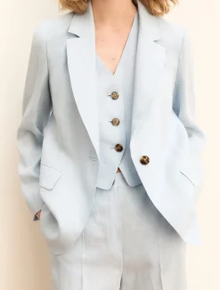 Blazer in lino - AZZURRO