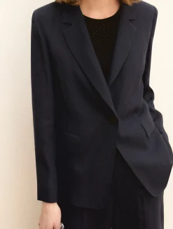 Blazer in lino - BLU NOTTE