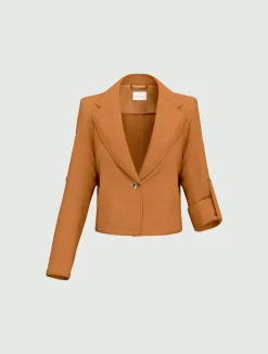 Blazer in lino con manica arrotolabile - TERRA