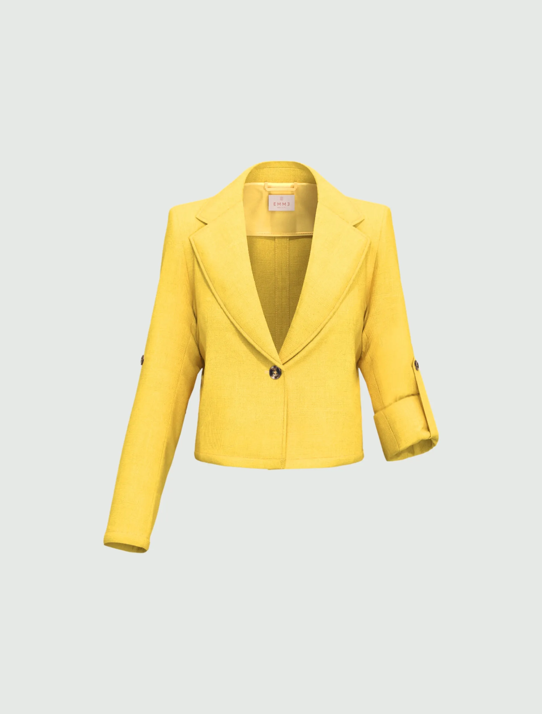 Blazer in lino con manica arrotolabile - SENAPE