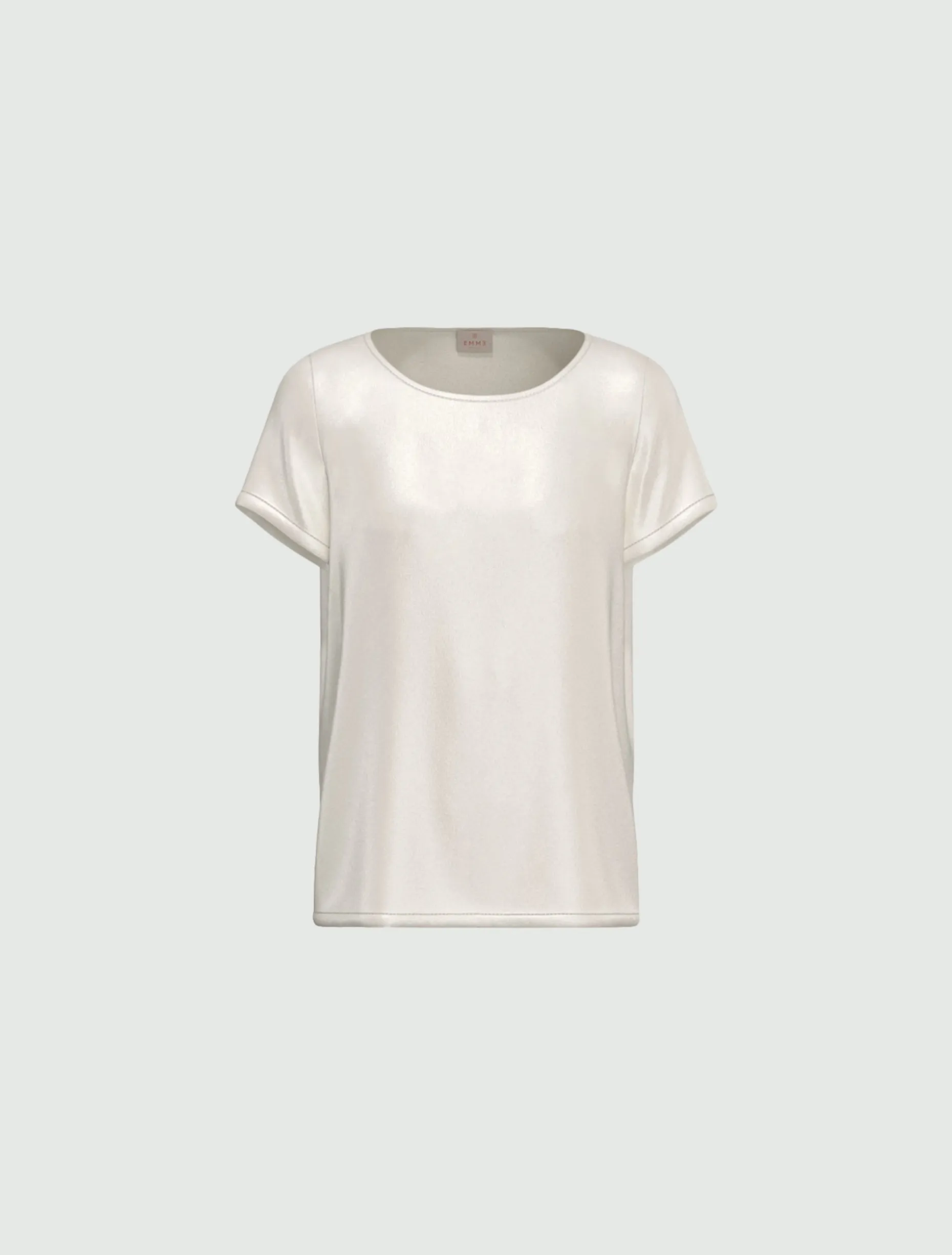 Blusa a maniche corte in raso leggero - AVORIO