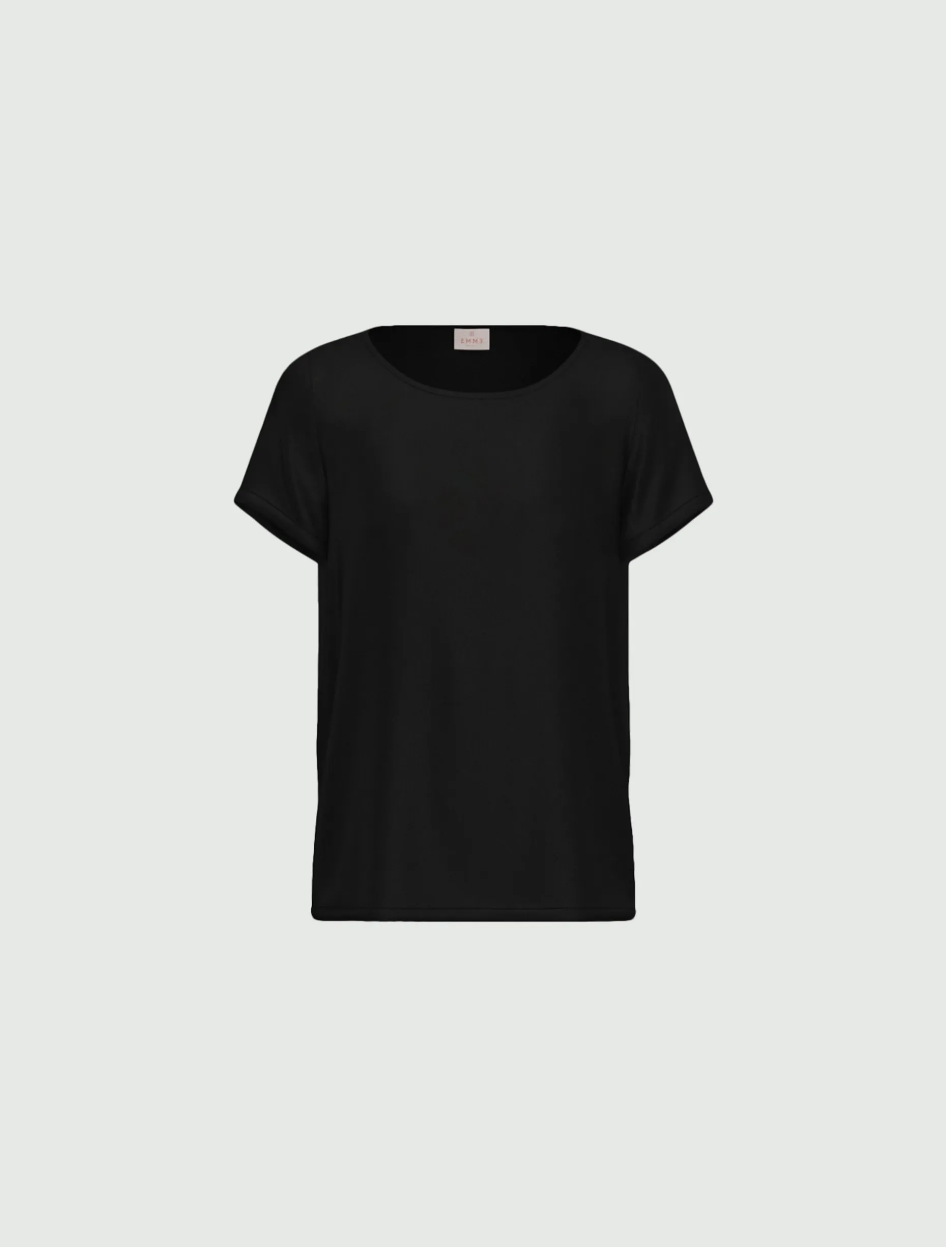 Blusa a maniche corte in raso leggero - NERO