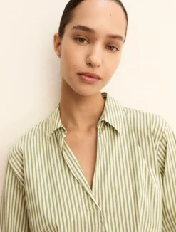 Blusa a polo in popeline - VERDE