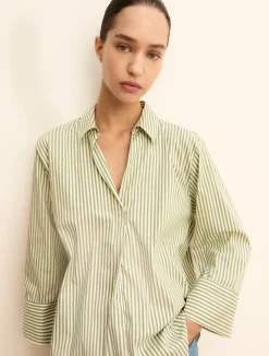 Blusa a polo in popeline - VERDE
