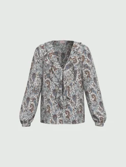 Blusa con volant - BIANCO LANA