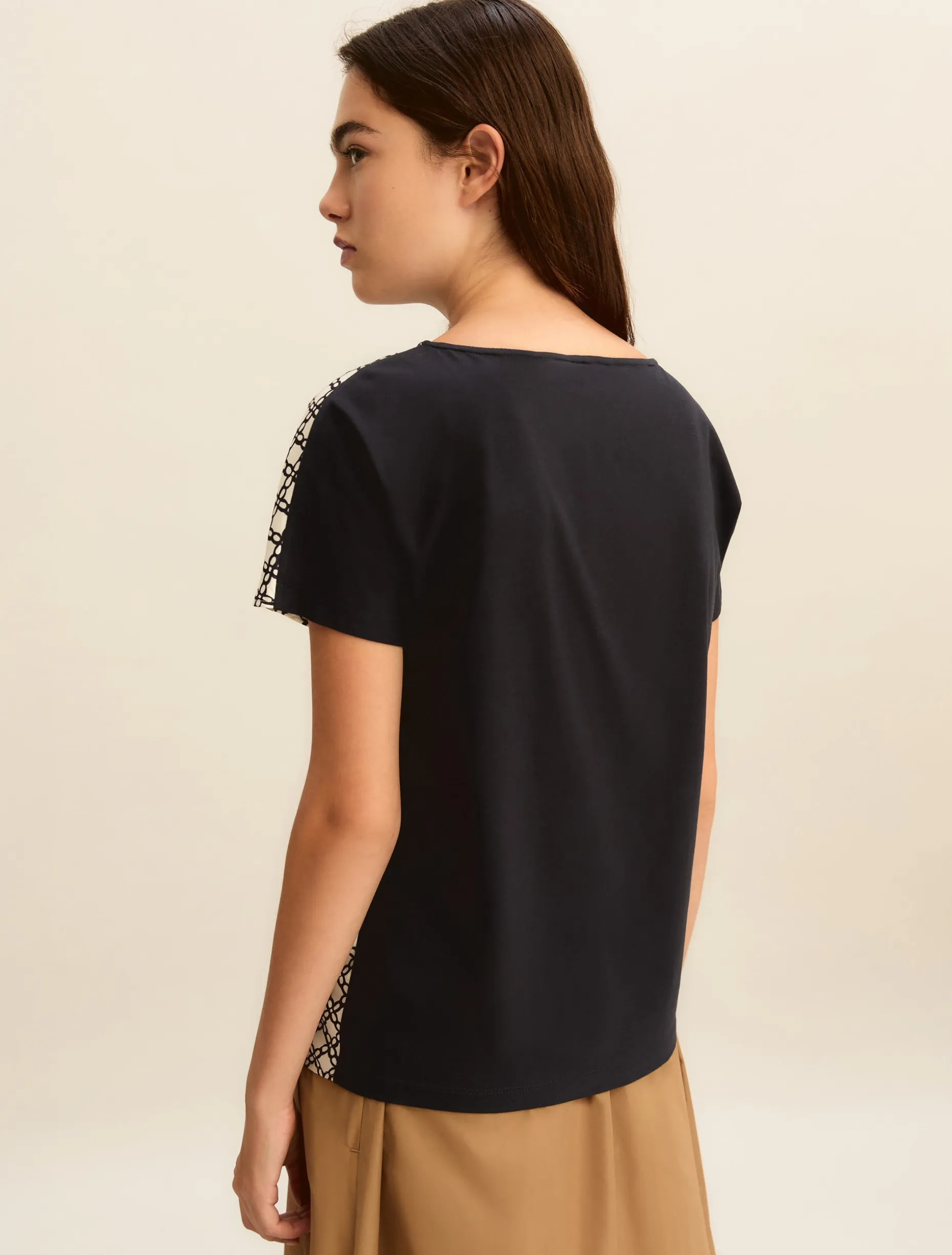 Blusa doppio materiale - BIANCO