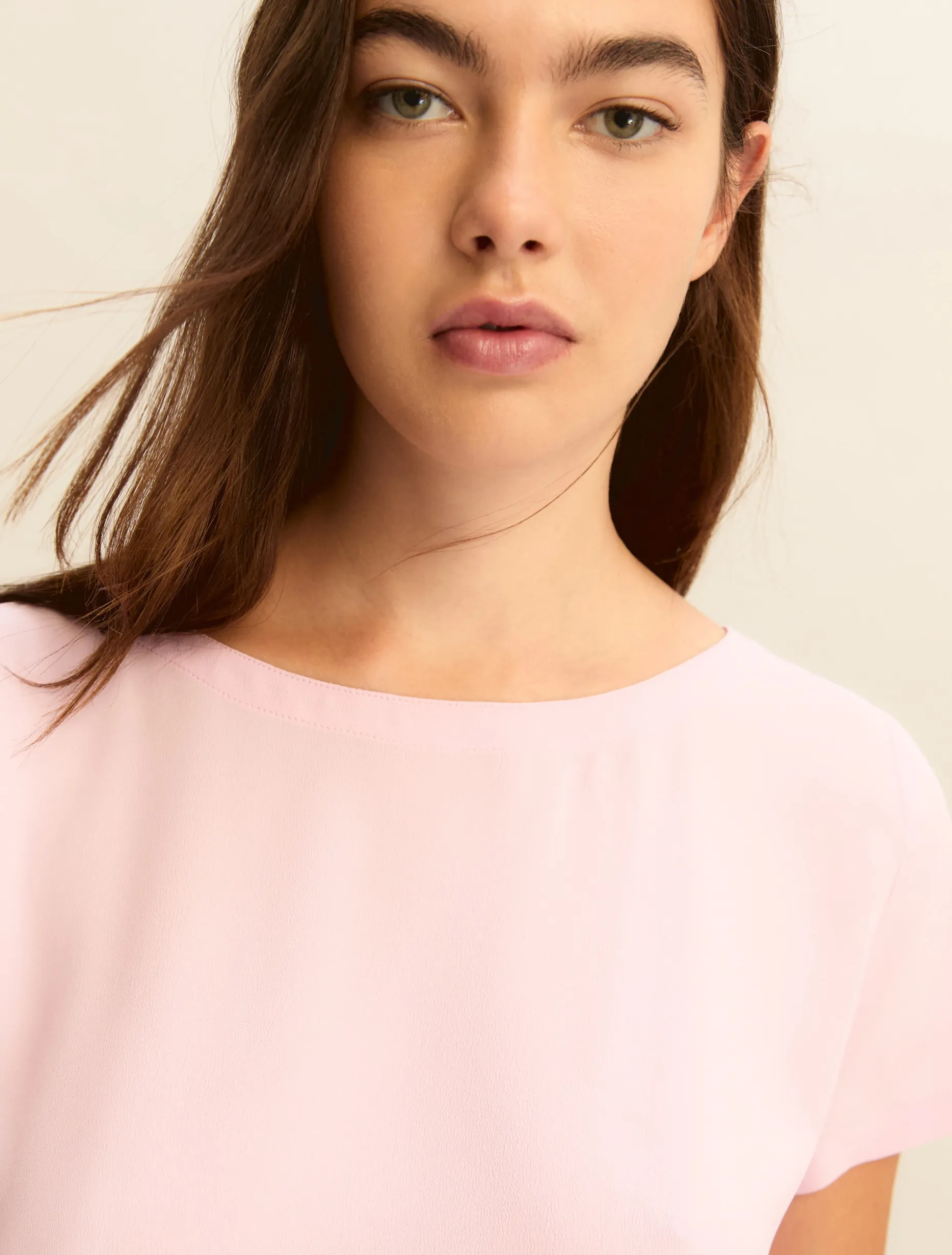 Blusa in crepe di misto seta - ROSA