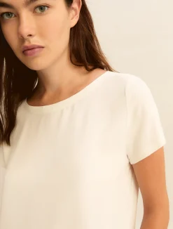 Blusa in crepe di misto seta - BIANCO LANA