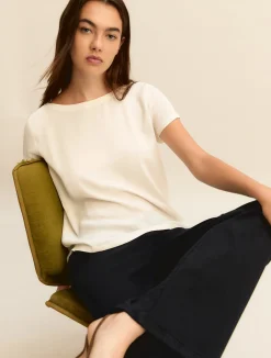 Blusa in crepe di misto seta - BIANCO LANA