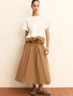 Blusa in jersey e taffetà - CAMMELLO