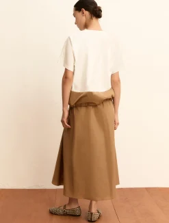 Blusa in jersey e taffetà - CAMMELLO