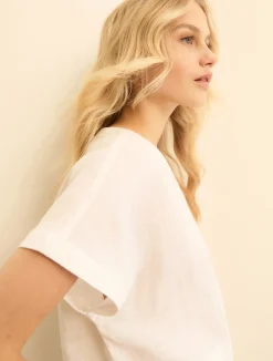 Blusa in lino lavato - BIANCO