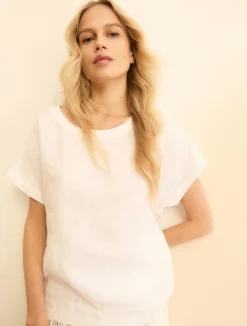 Blusa in lino lavato - BIANCO