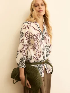 Blusa in mussola stampata - BIANCO