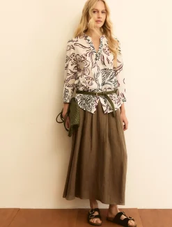 Blusa in mussola stampata - BIANCO