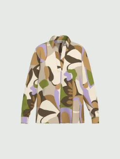 Blusa in popeline stampato - SABBIA