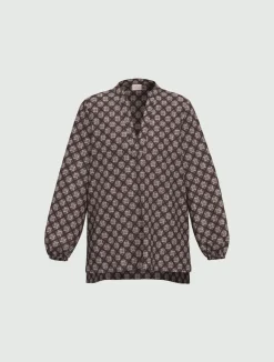 Blusa in raso stampato - TESTA DI MORO