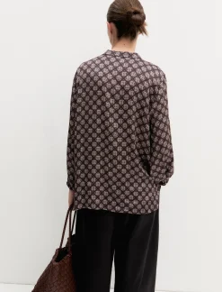 Blusa in raso stampato - TESTA DI MORO