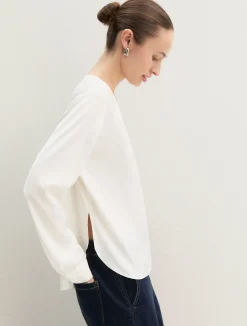 Blusa in raso stretch - AVORIO