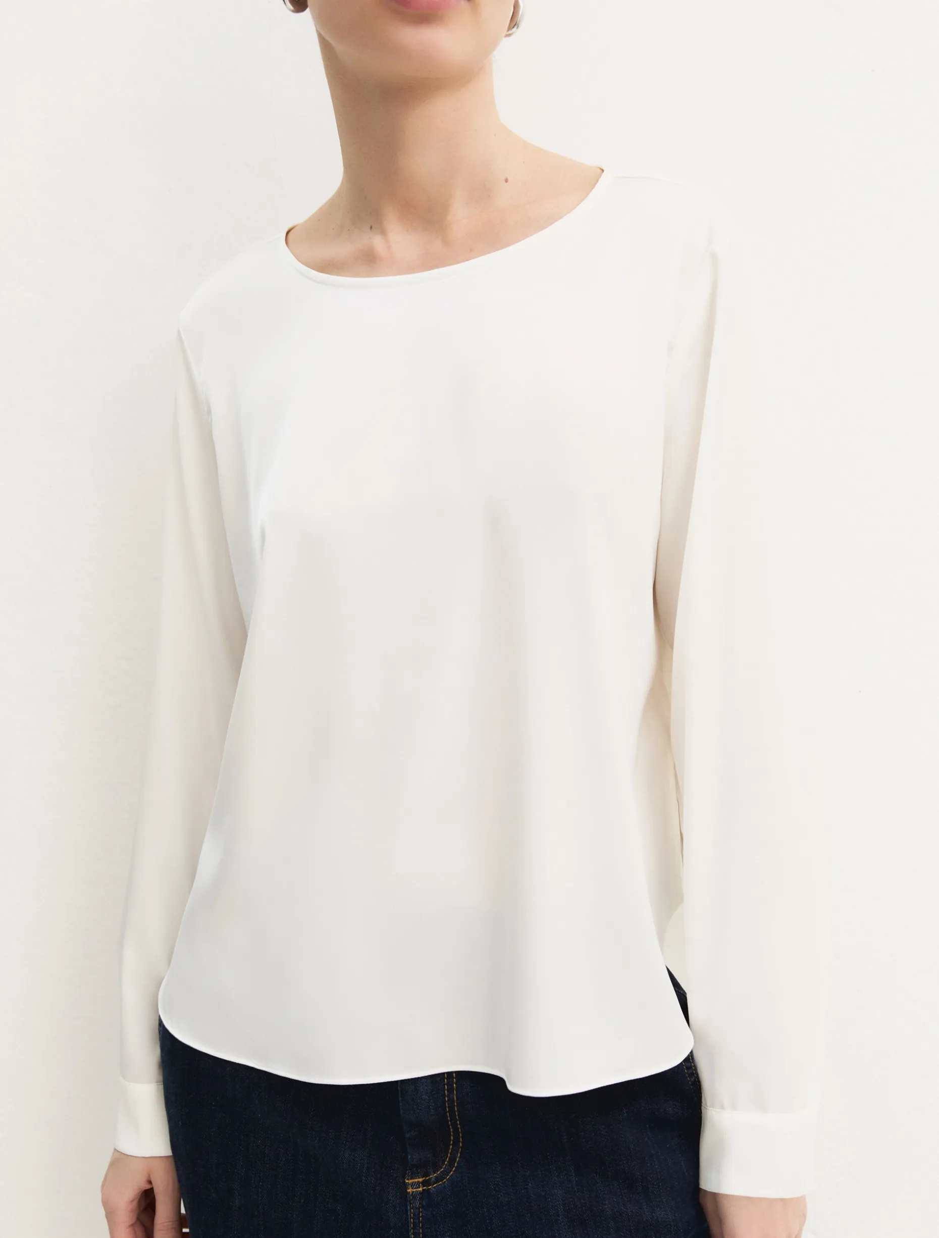 Blusa in raso stretch - AVORIO