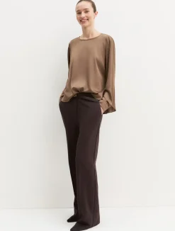 Blusa in raso stretch - TORTORA