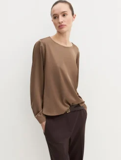Blusa in raso stretch - TORTORA