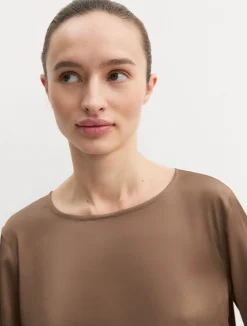 Blusa in raso stretch - TORTORA
