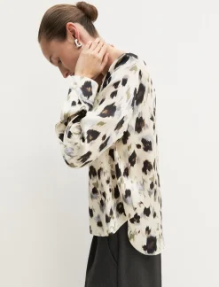 Blusa in twill stampato - BIANCO LANA