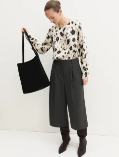 Blusa in twill stampato - BIANCO LANA