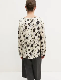 Blusa in twill stampato - BIANCO LANA