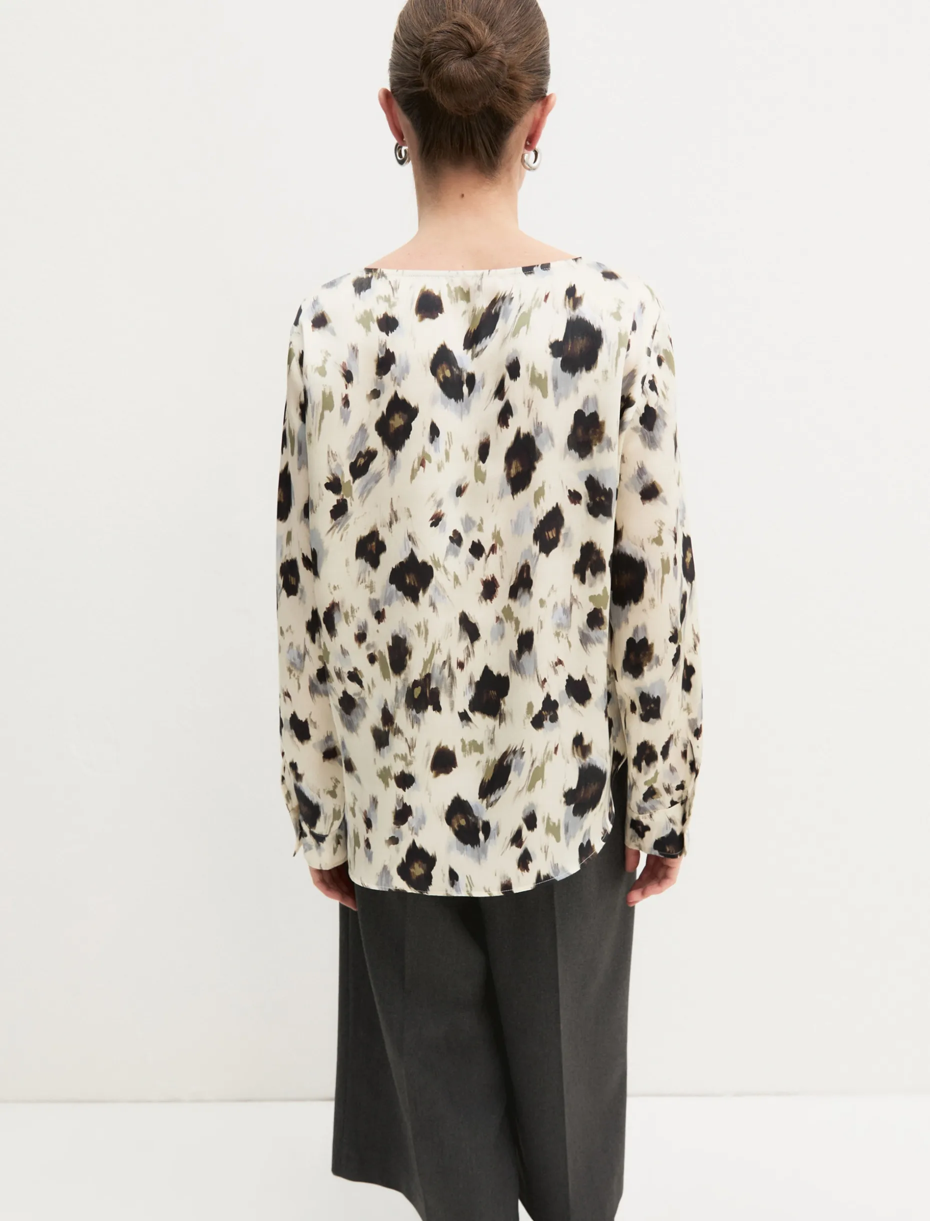 Blusa in twill stampato - BIANCO LANA
