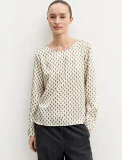 Blusa in twill stampato - BIANCO LANA