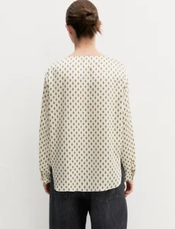 Blusa in twill stampato - BIANCO LANA