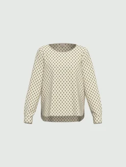 Blusa in twill stampato - BIANCO LANA