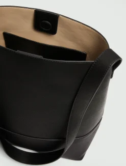 Borsa grande effetto saffiano - NERO