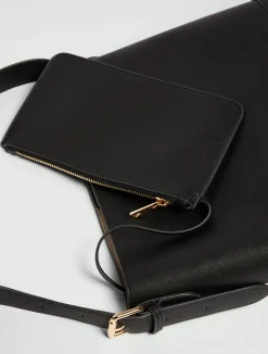 Borsa grande effetto saffiano - NERO
