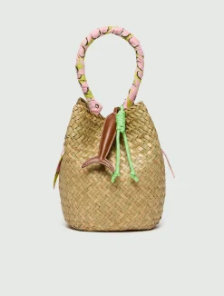 Borsa secchiello in paglia - BEIGE