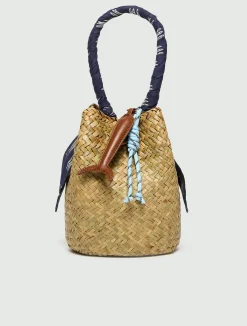 Borsa secchiello in paglia - BEIGE
